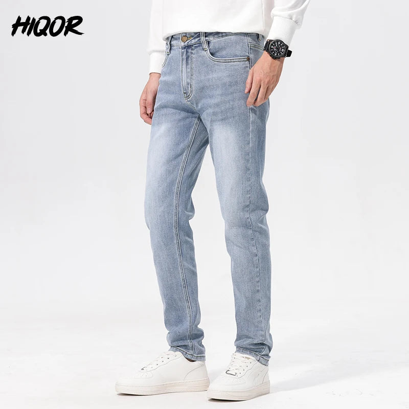 HIQOR Autumn Vintage Mens Denim Jeans Men's Baggy Straight Jeans Fashion Korean Mens Jeans Pants Denim Trousers Streetwear Male