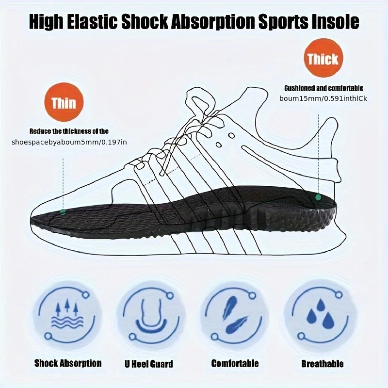 1Pair Soft Sports Shock Absorption Insoles, High Elastic Deodorant Comfortable Running Sneaker Insoles