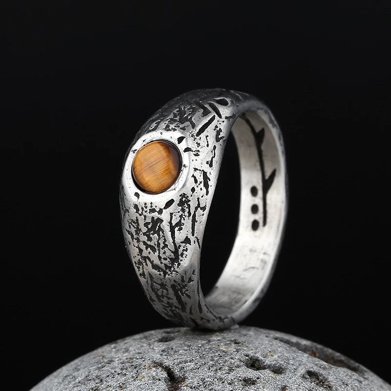 Wholesale Price Gothic Fashion Stainless Steel Tiger Stone Ring Men Wedding Rings Womens Band Jewelry Gift Anel