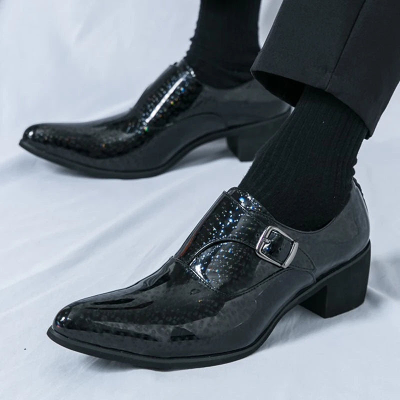 New Fashion Blue Gold Silp On Monk Strap Shoes For Men Casual Comfort Loafers Formal Dress Wedding Footwear Zapatillas Hombre