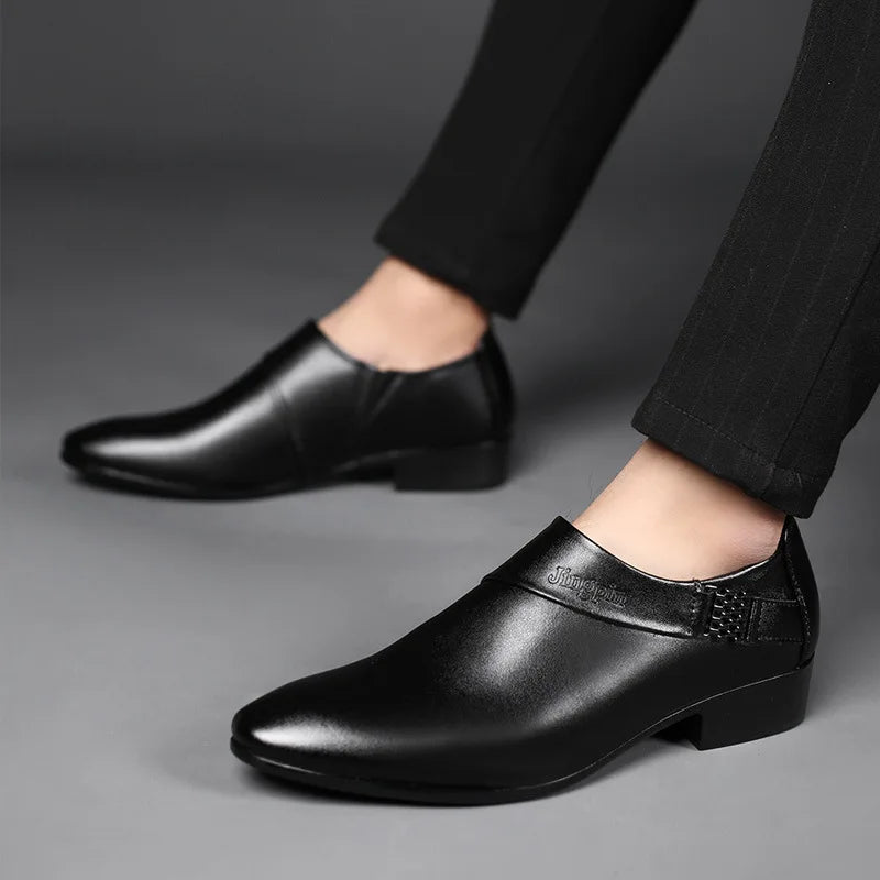 Men PU Leather Shoes Formal Dress Shoes for Men Plus Size Party Wedding Office Work Shoe Slip on Business Casual Oxfords Zapatos