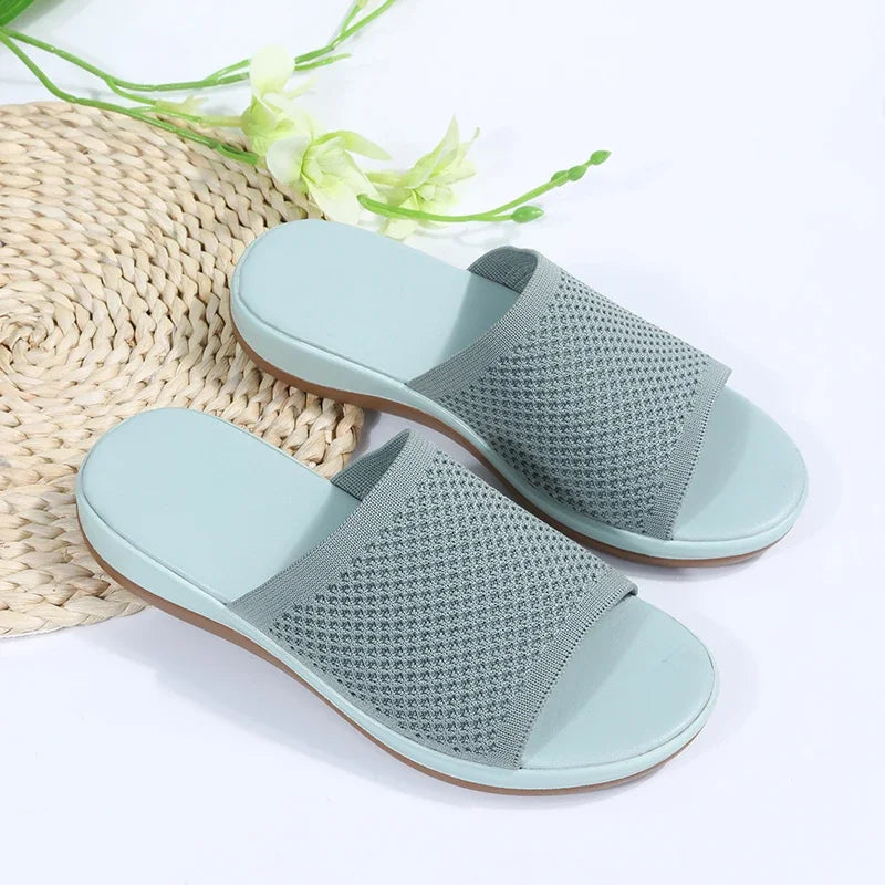 Women Sandals Soft Flat Sandals Summer Sandals Women Stretch Fabric Summer Elegant Slippers Shoes