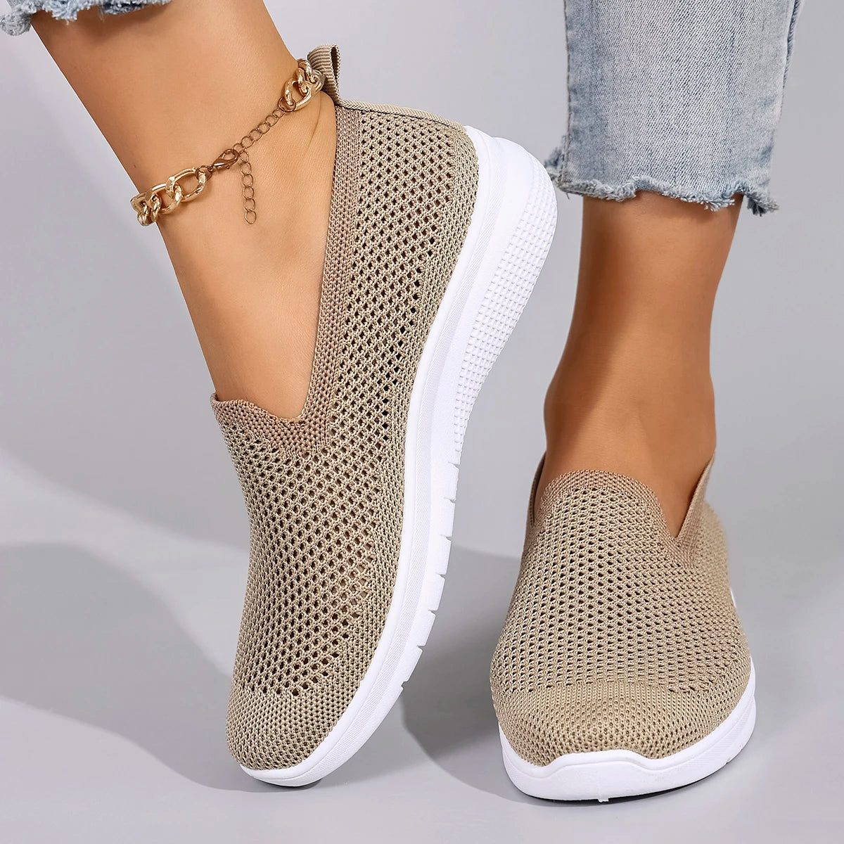 breathable mesh flat shoes