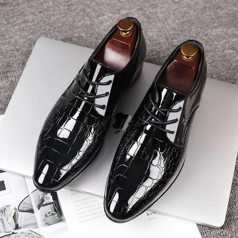 Luxury Men's Business Leather Shoes Black Formal Shoes Plus Size 38-49 Mens Wedding Shoe Lace Up Trend Shoes for Men Spring New