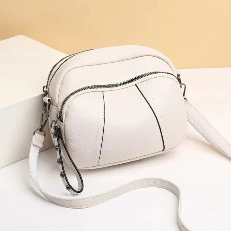 Fashion Soft Leather Crossbody Bags for Women 2025 Casual Female Multi Pocket Messenger Bags Retro Handbags Ladies Shoulder Bags
