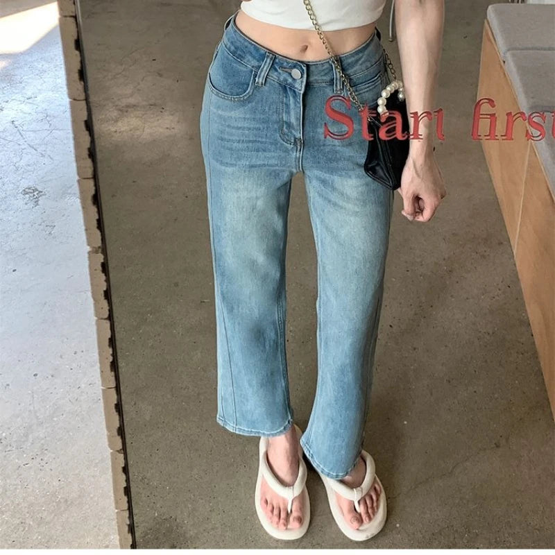 2025 Women Jean Japan Vintage Style Low-Waisted Slimming Jeans Women's Bell-Bottom Pants Summer Season Fashion Y2K Jeans