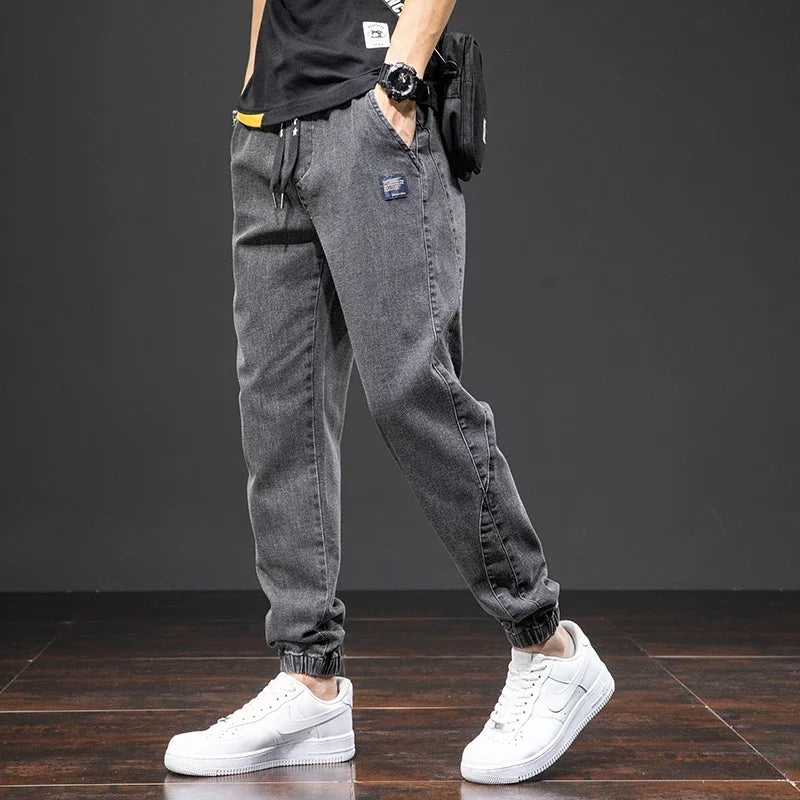 Spring Summer Black Blue Cargo Jeans Men Streetwear Denim Jogger Pants Men Baggy Harem Jean Trousers Plus Size M-8XL