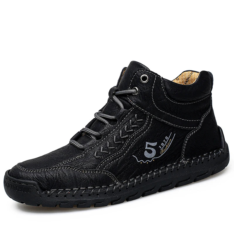 High Quality Men Outdoor Walking Hiking Loafers Casual Leisure Soft Bottom Shoes Fashion Flats Comfy Lace-Up Minimalist Shoes