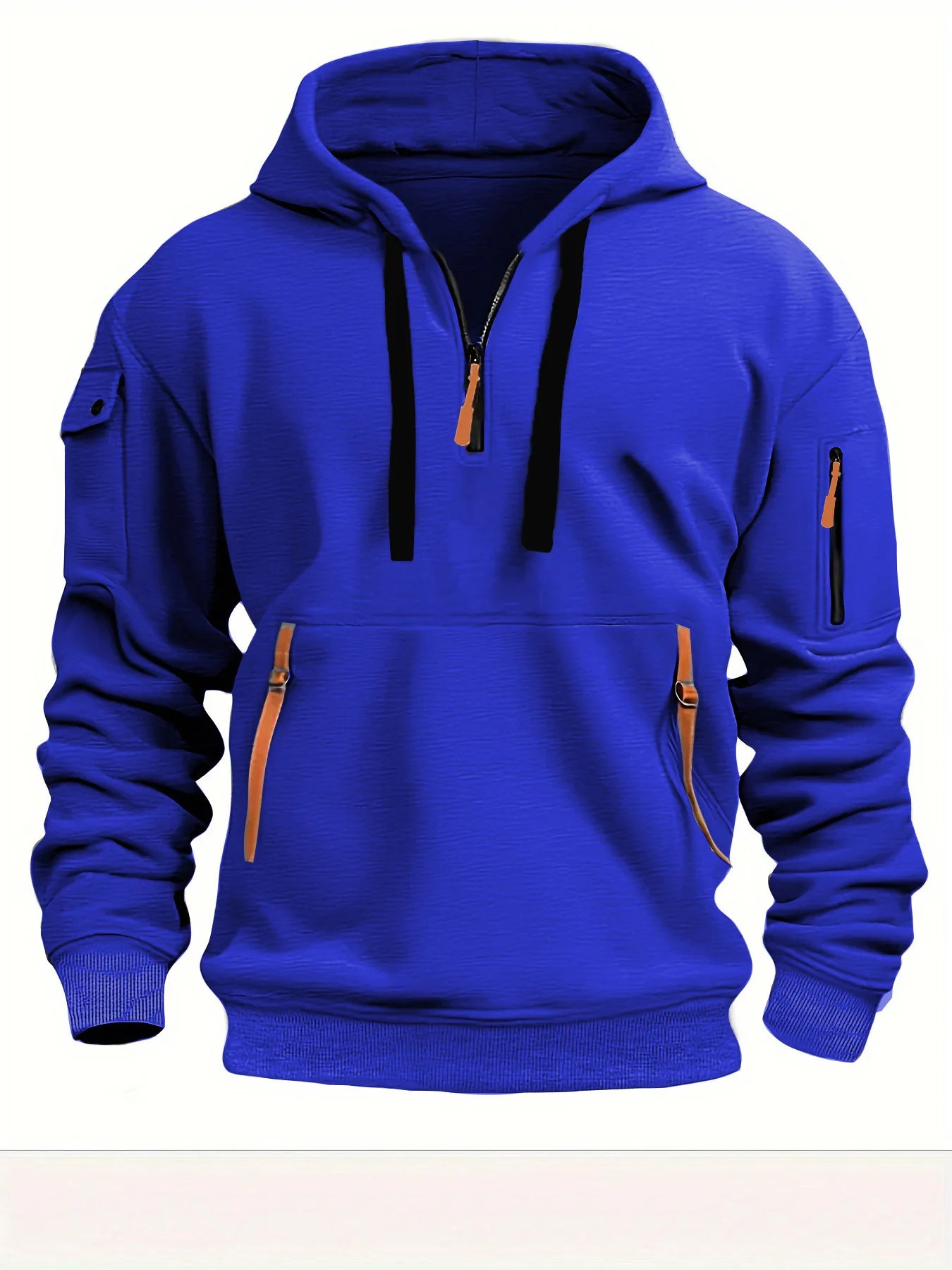 Spring and Autumn New Men's Casual Sports Multi-zipper Arm Pocket Pullover Outdoor Cycling Climbing Windproof Hoodie