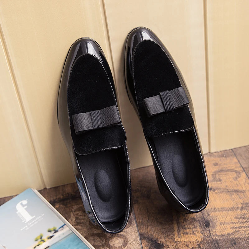 Patent Leather Shoes for Men Oxfords Lace Up Male Wedding Party Office Work Shoes Suede stitching leather shoes 38-45 Large size