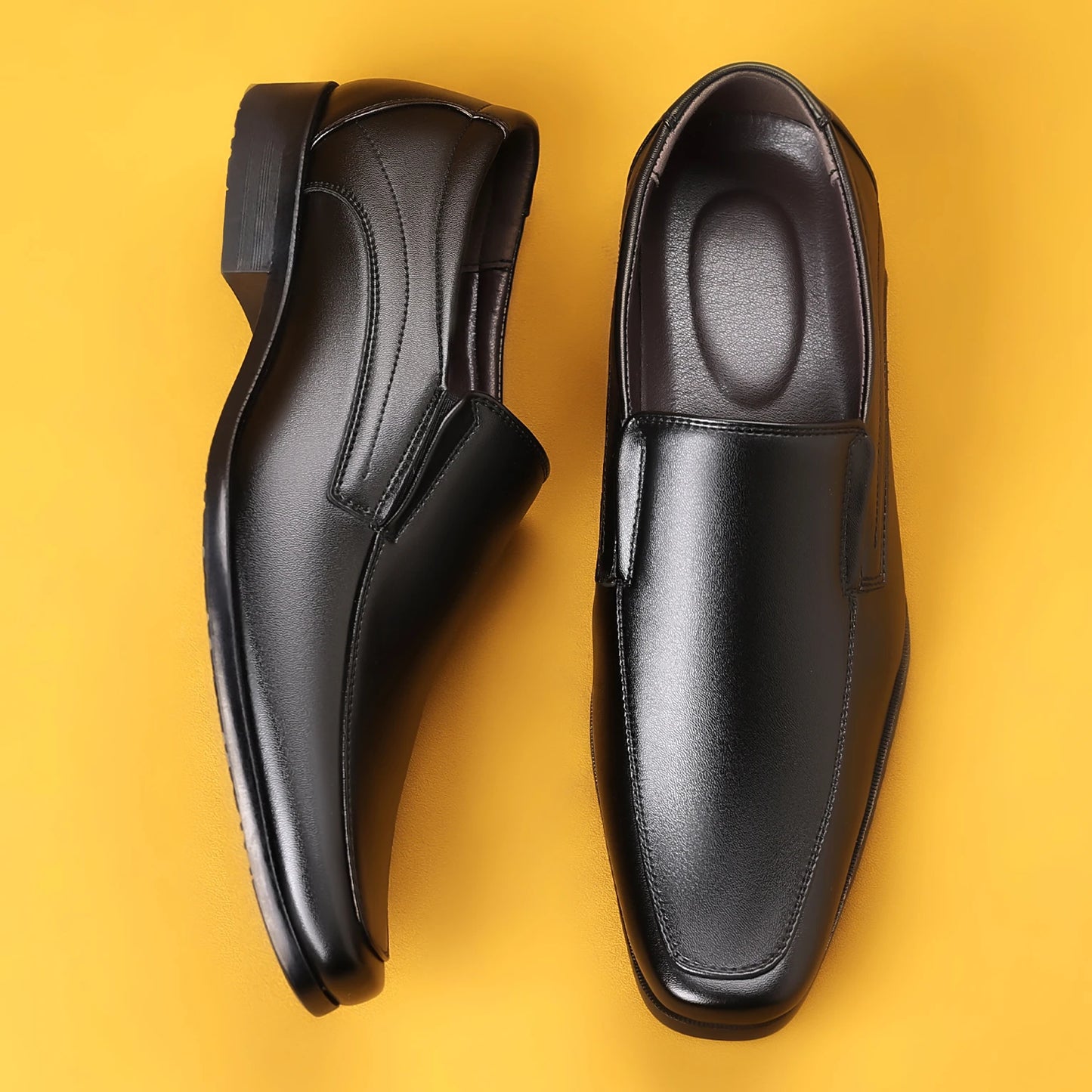 Men's Slip-On Loafers Formal Dress Shoes Square Toe Modern Bussiness Oxford Shoes
