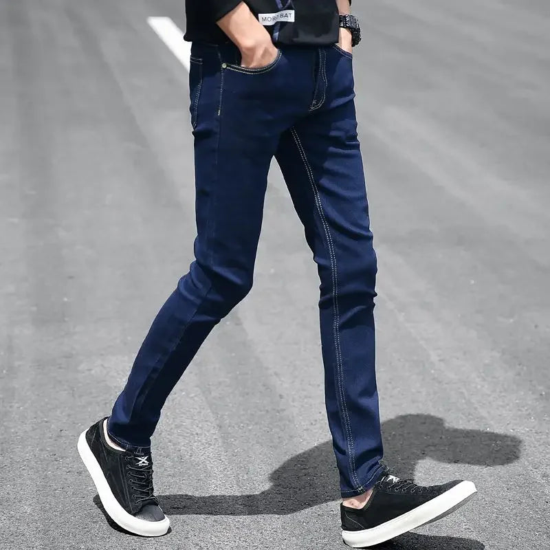 2025 Spring Summer Classic Fashion Men's Sky Blue Denim Pants Slim Men's Straight Male Brand Clothing Stretch Denim TrouseS