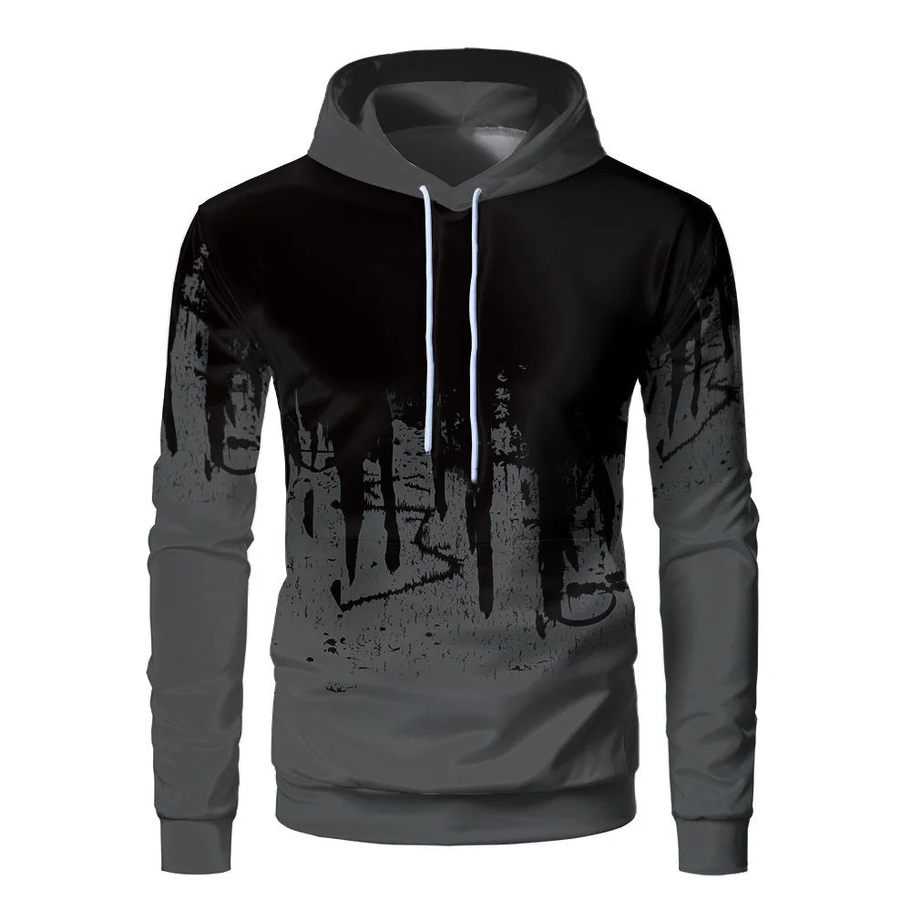 Gradient Print Men's Pullover Hooded Sweatshirt Spring Autumn Daily Fitness Sportswear Fashion Casual Hoodies Loose Clothing