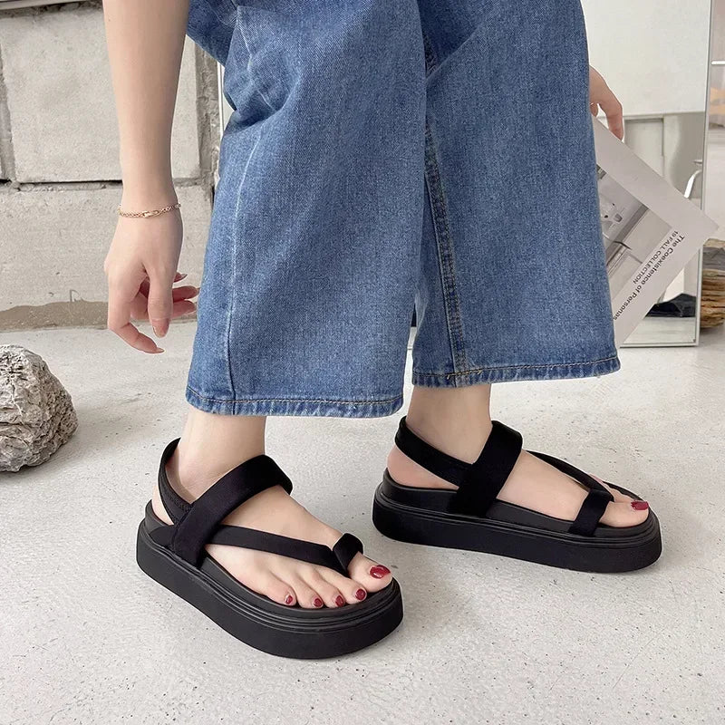 Women Platform Sandals Flat Flip Flops Summer Beach Sexy Casual shoes Ladies Shoes Fashion Woman Black Sandals