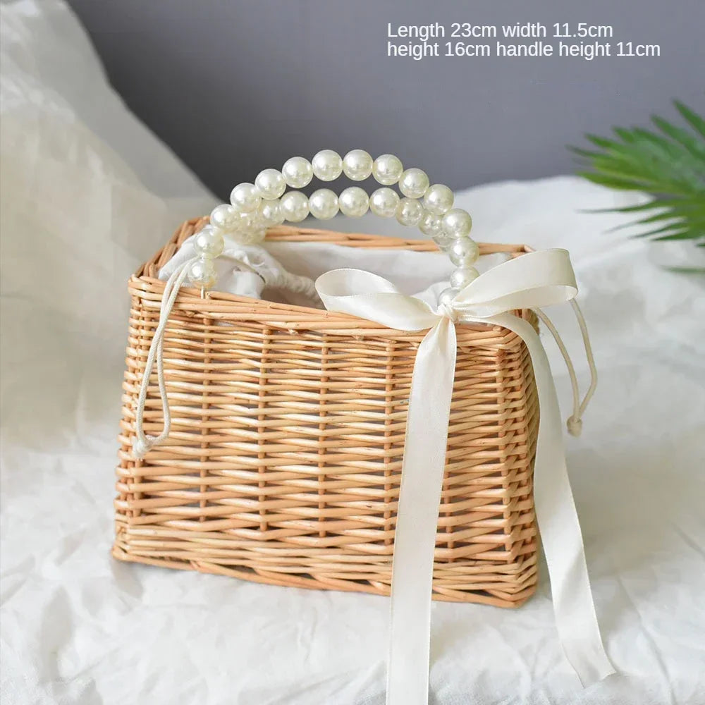 Straw Bags for Women Square Handbags Summer Rattan Shoulder Bags Handmade Knitted Storge Small Totes Bag 2025 New Fashion women