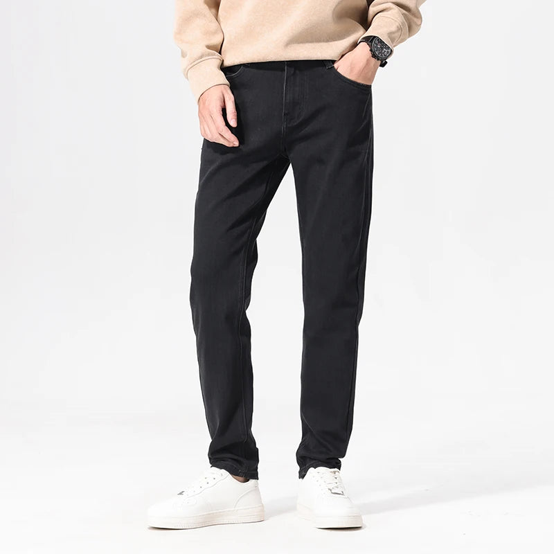 HIQOR Autumn Vintage Mens Denim Jeans Men's Baggy Straight Jeans Fashion Korean Mens Jeans Pants Denim Trousers Streetwear Male