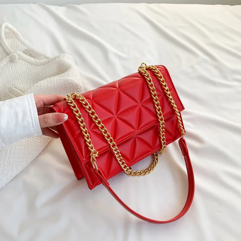 Fashion Summer Chain Crossbody Bags Plaid Designer Women Shoulder Bag Pu Leather Square Handbags For Ladies