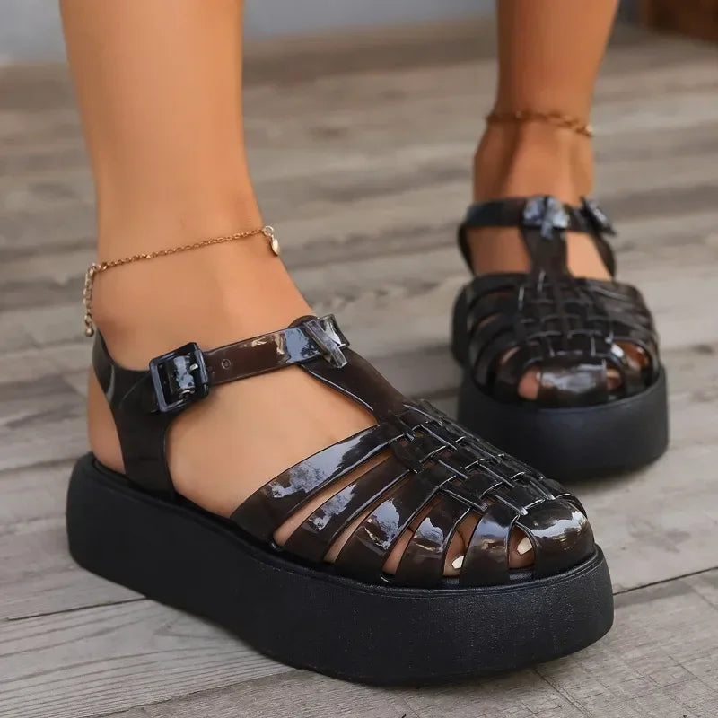 Toe Closed Summer Beach Sandals Shoes Women Fashion Jelly Sandals Shoes Soft Pvc Material Women Summer Sandals
