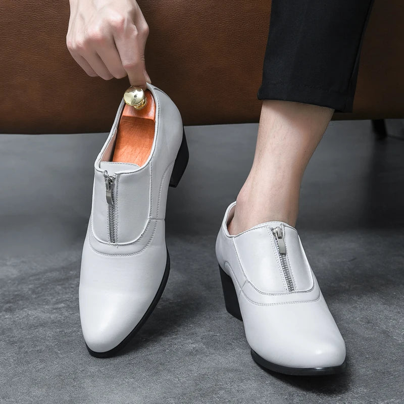 Mens High Heels Dress Shoes Formal Elegant Men's Oxfords High Heels Shoes Casual Business Office Party Loafers Wedding