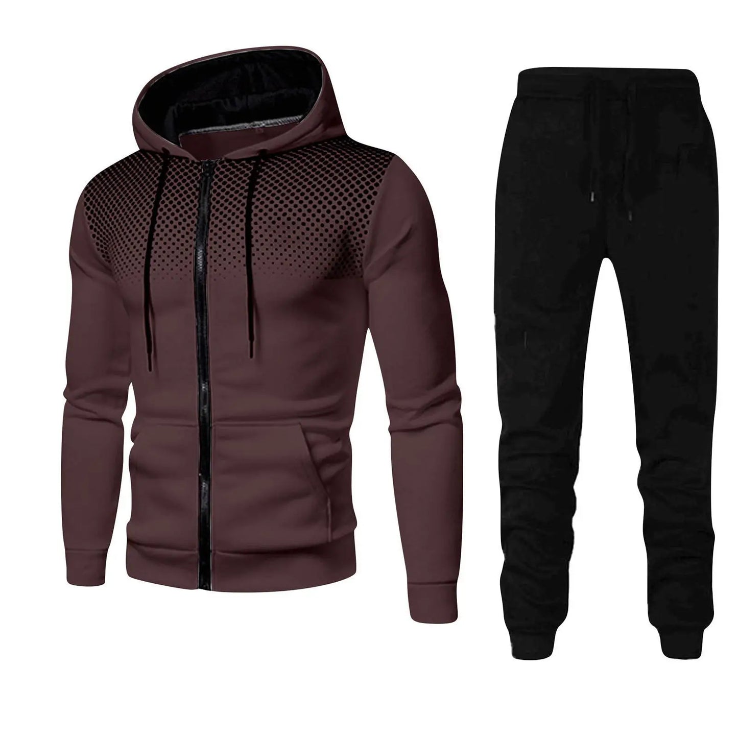 Autumn and Winter New European and American Solid Color Fleece Sweater Pants Men's Casual Zipper Sports Hat Set