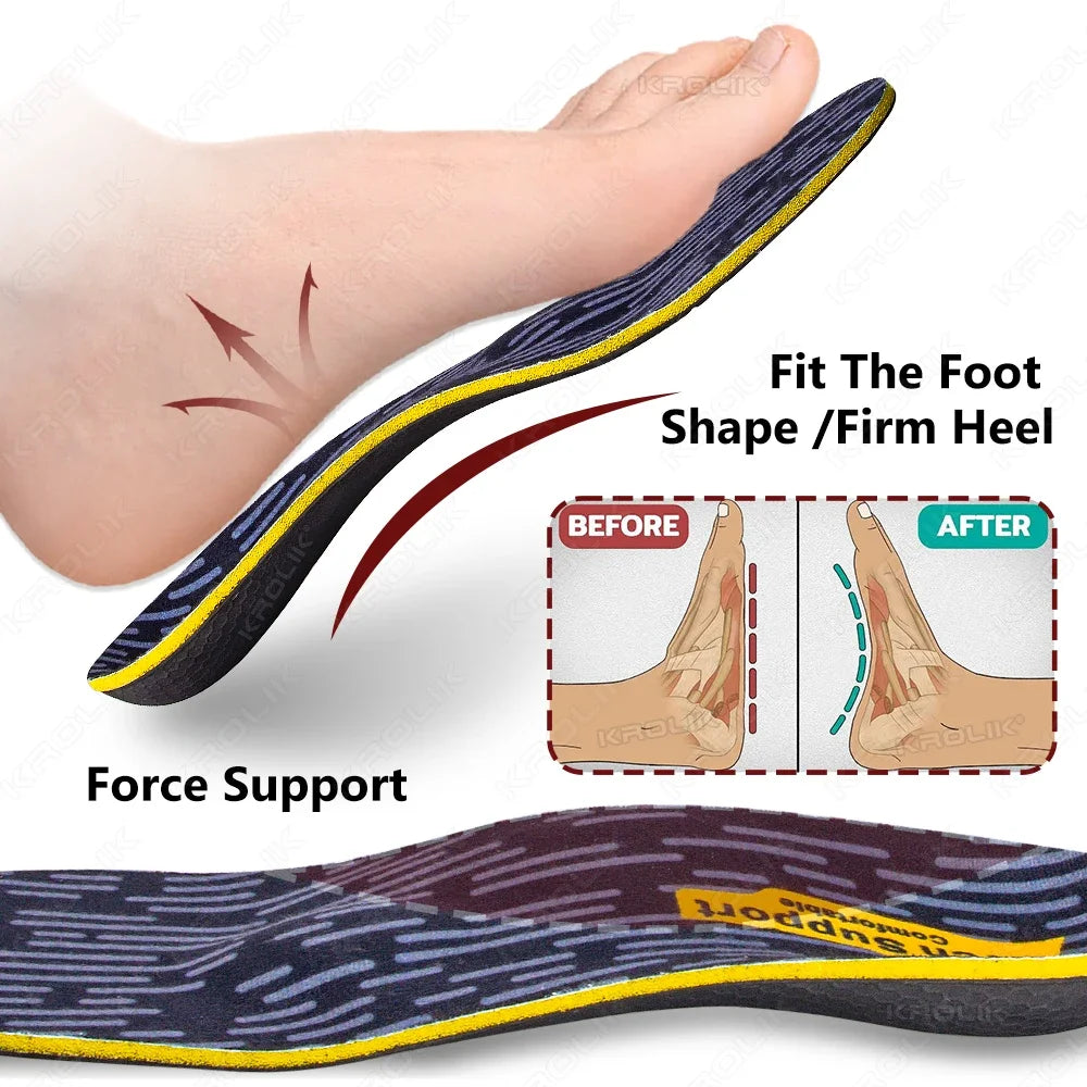 High Arch Support Orthopedic Sports Insoles Plantar Fasciitis Flat Foot Men & Women Sneaker Orthotic Plantillas Insert Shoe Sole