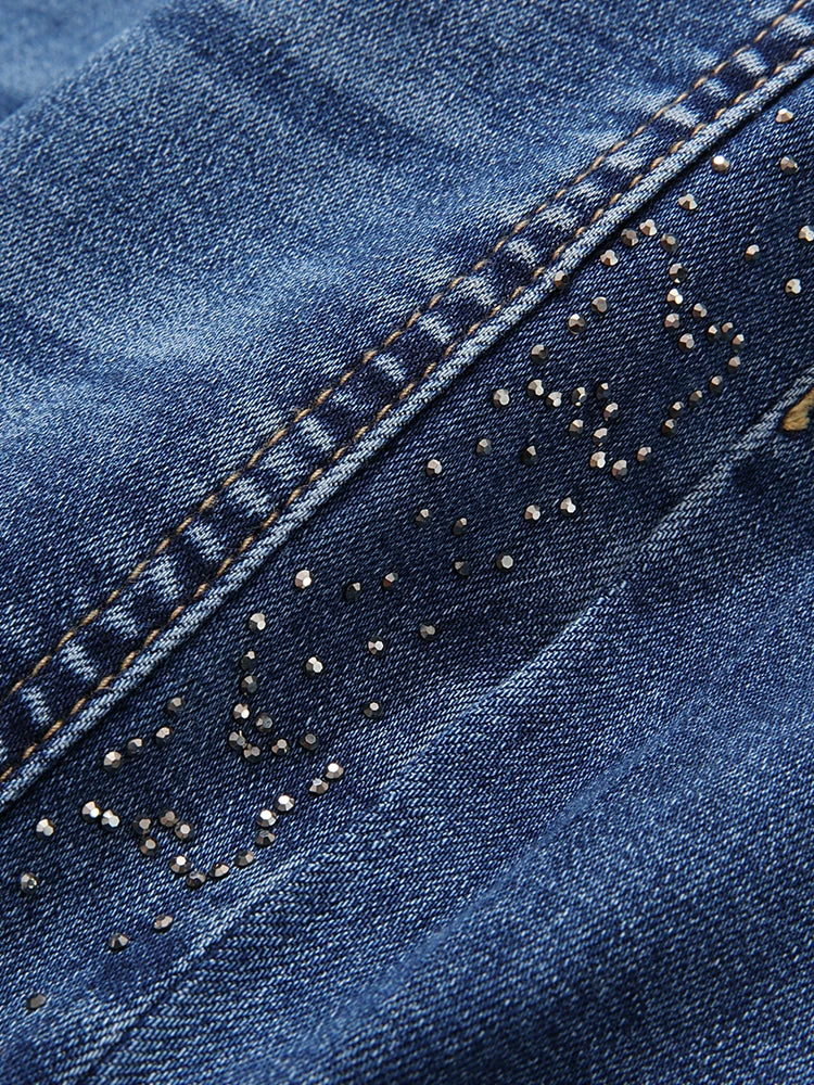 I BELIEVE YOU Autumn Jeans Women 2024 Slim Straight Slit Ankle-length Pants Denim Blue Office Lady Female Trousers 2223044693