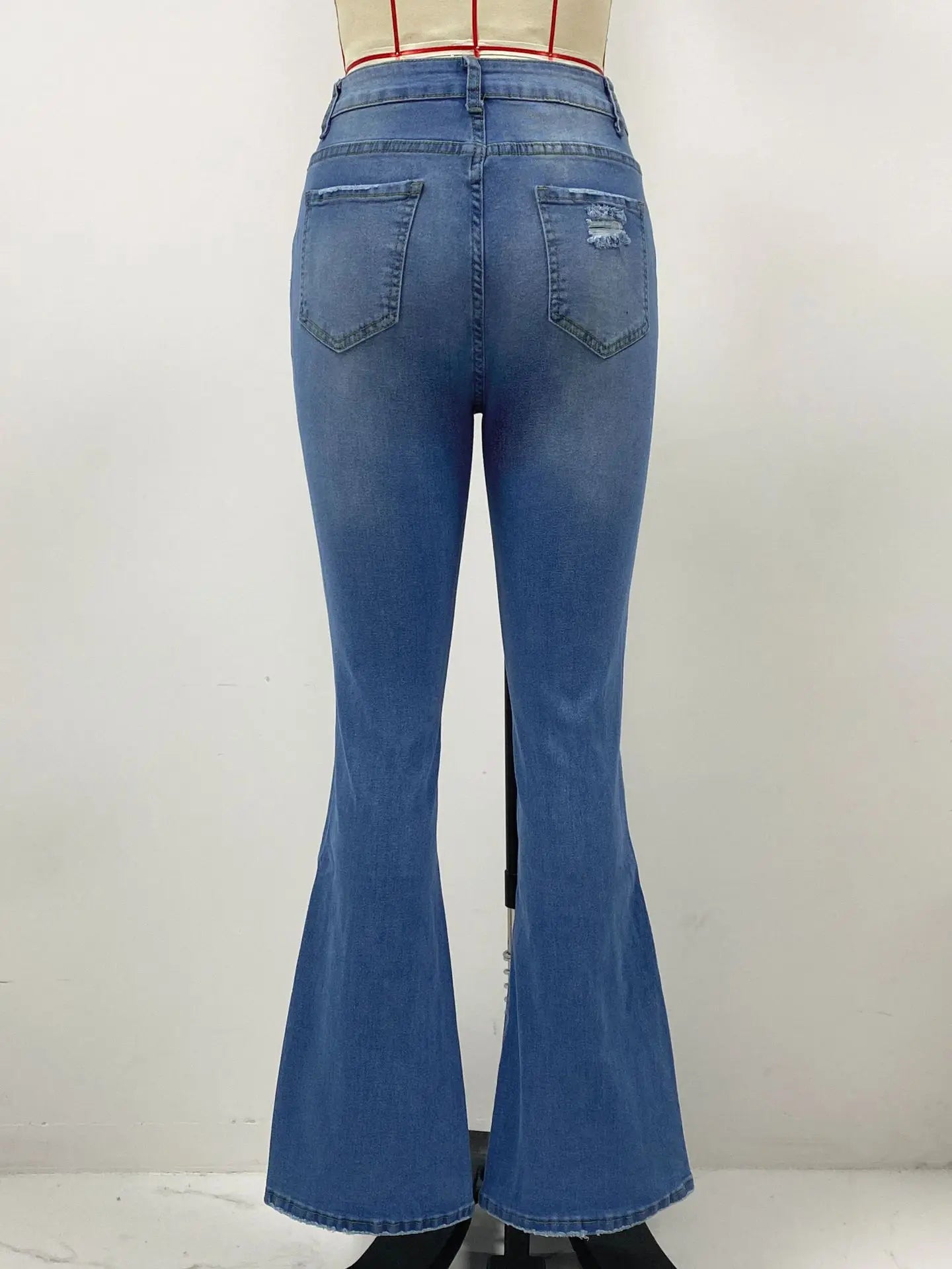 2025 New Slim-fit Washed Ripped Micro-flared Jeans, Women's Four Seasons Fashionable, Comfortable and Elastic High-waisted Jeans