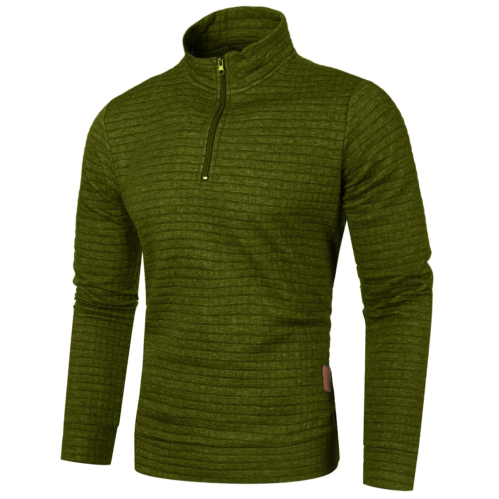 Autum Men's Solid Color Sweatshirt New Oversize Half Zipper Pullover Warm Sweater Jogger Sport Tops