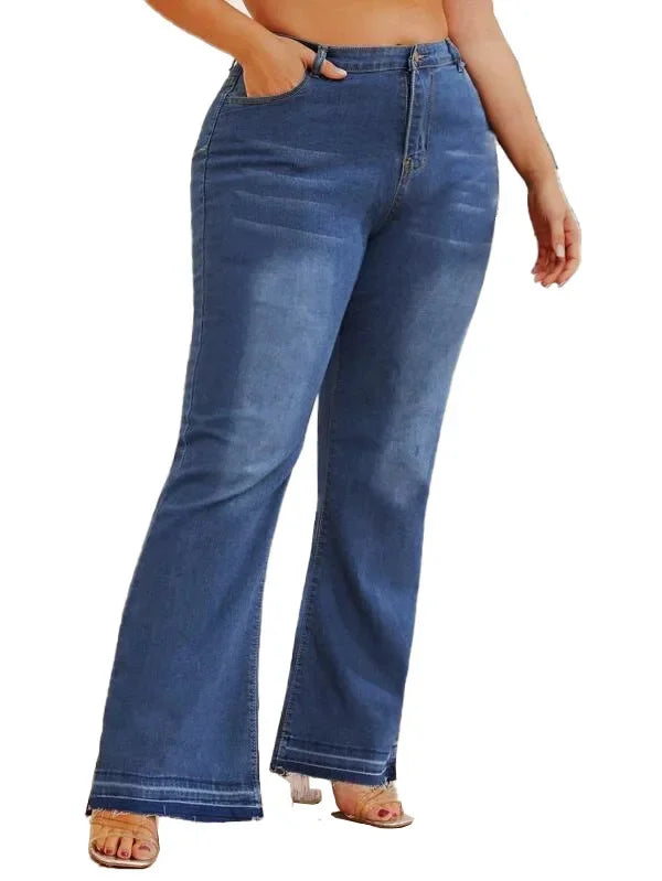 In-Stock New Fashion European Style Ebay Plus Size Women's Jeans Shengsheng Brand High Waist Slim Fit Denim Trousers