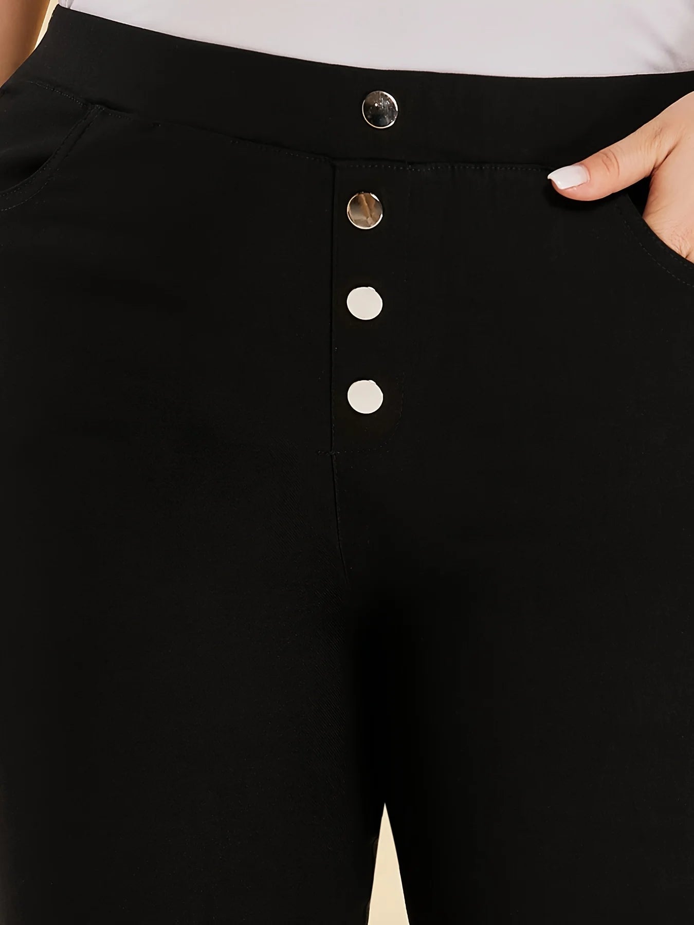 New women plus size extreme waist-hip style high elastic fabric button design yoga class pants nine-quarter pants