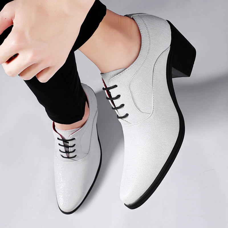 Elegant Purple High Heel Mens Shoes 2025 Size 38-46 Pointed Toe Italian Wedding Shoes for Man Luxury Business Men's Dress Shoes