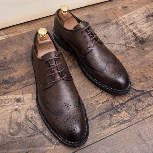 High Quality Social Shoes Men British business Men's Formal Shoes Plus Size Nightclub Pointed Block Black Casual leather Shoes