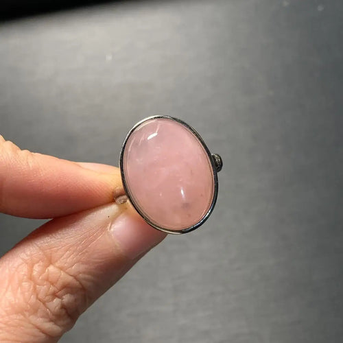 MM Natural Rose Quartz Ring Adjustable Female Ring Jewelry for Women Gift Wholesale High Quality Vintage Fine