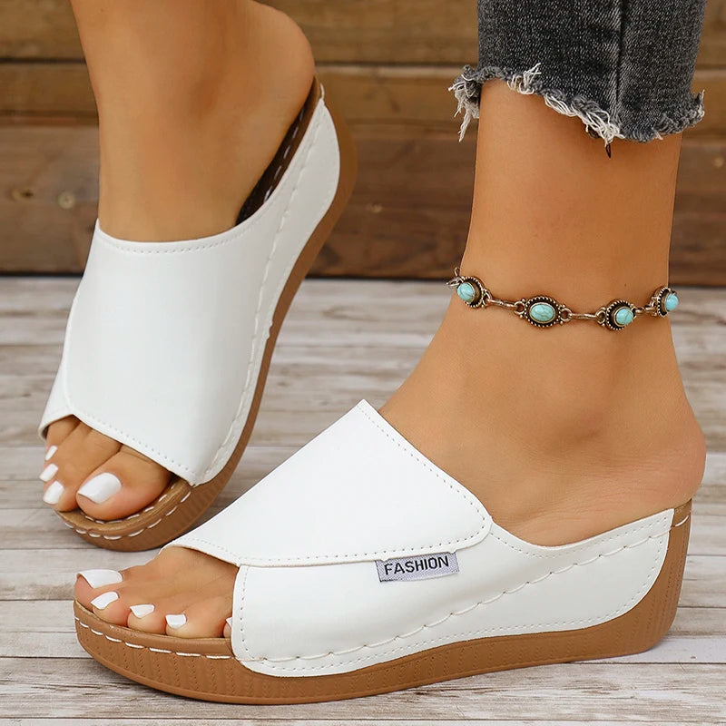 Summer Shoes Women Sandals Beach Walking Shoes Slip On Shoes For Women Wedge Sandals Woman Retro Women Slippers Footwear Female