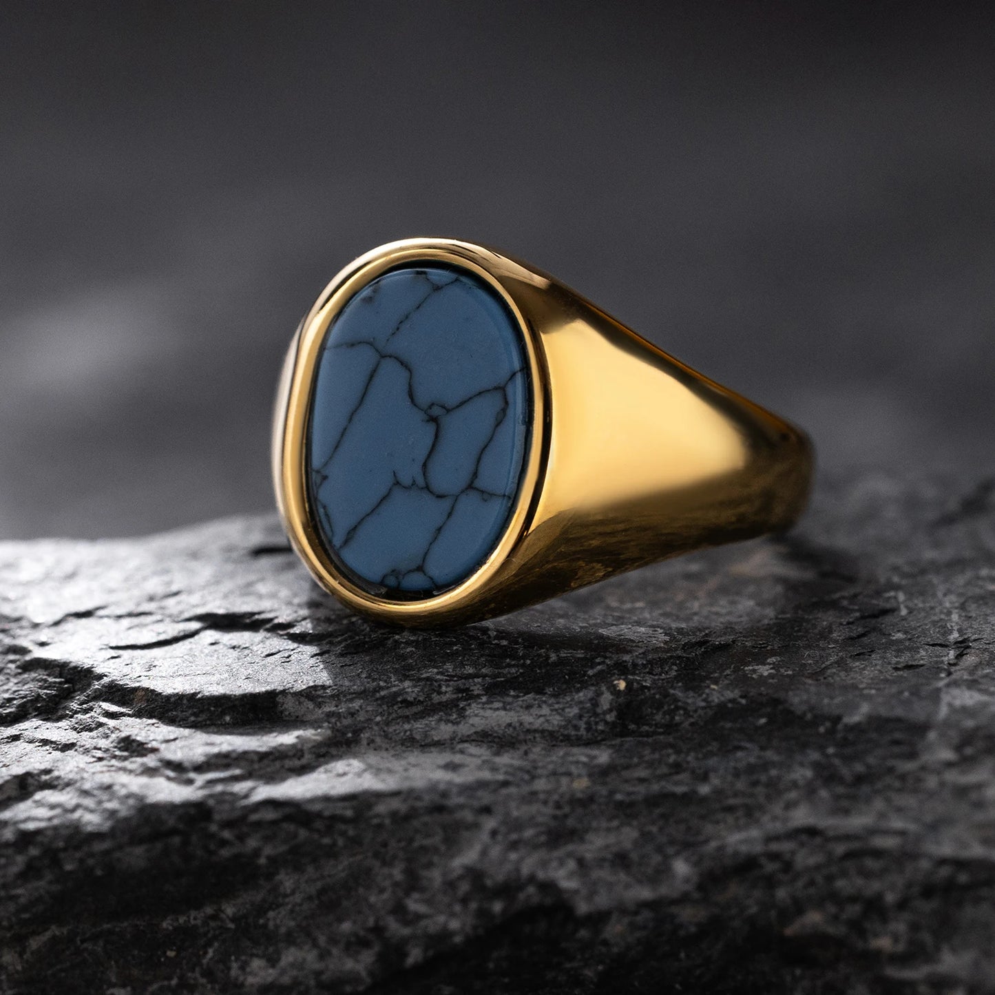 Luxurious Retro Black Agate & Tiger Eye Stone Men Women Trendy Ring - Casual Fashion, 316L Stainless Steel Handmade Jewelry