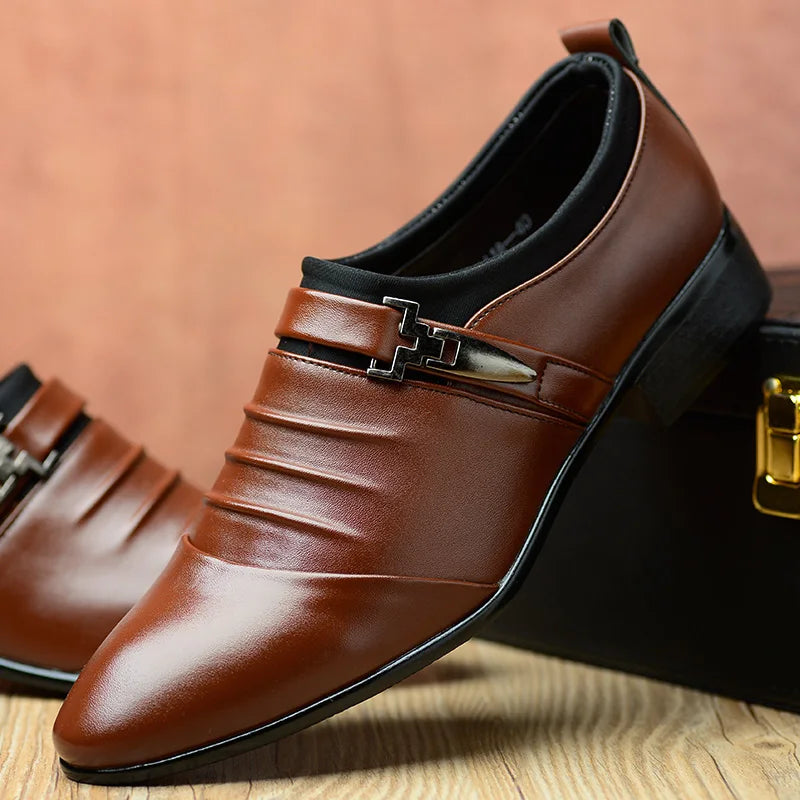 Hot sale Classic White Men Dress Shoes 2024 Casual Business Leather Shoes for Men Point Toe Wedding Formal Shoes Men Size 46
