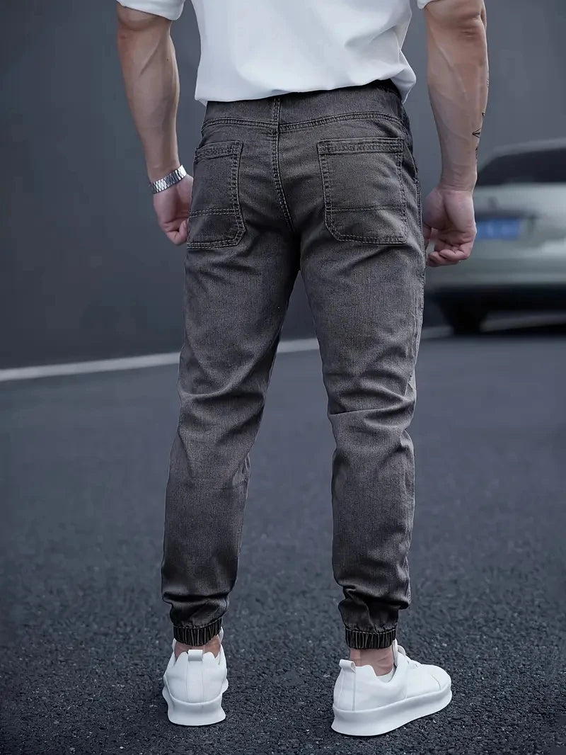 2025 Spring Autumn Black Blue Cargo Jeans Men Streetwear Denim Jogger Pants Men Baggy Harem Jean Trousers Plus Size