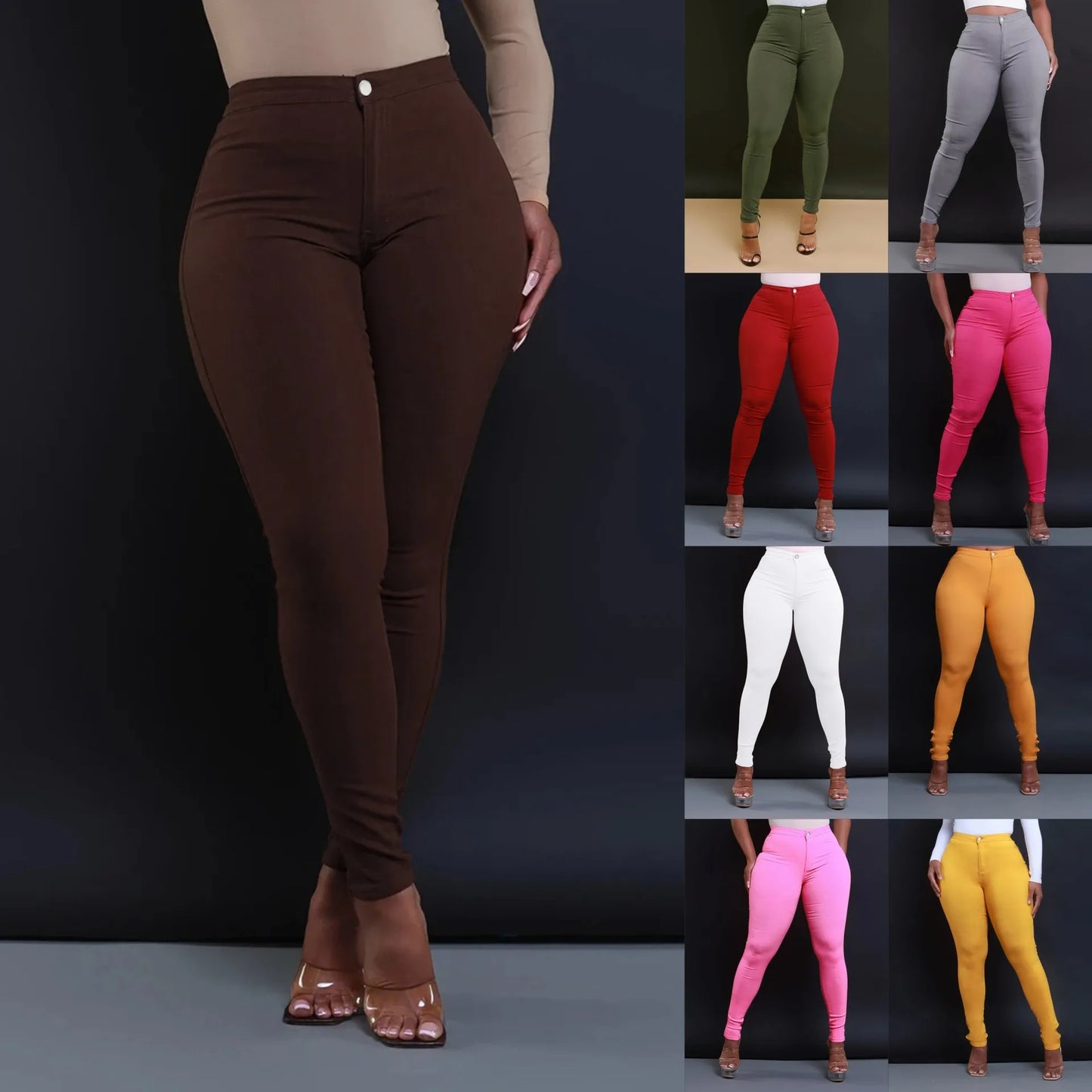 New Skinny Jeans for Spring and Summer. Available in A Variety of Colors. Women's Casual High-waisted Denim Small Leg Pants