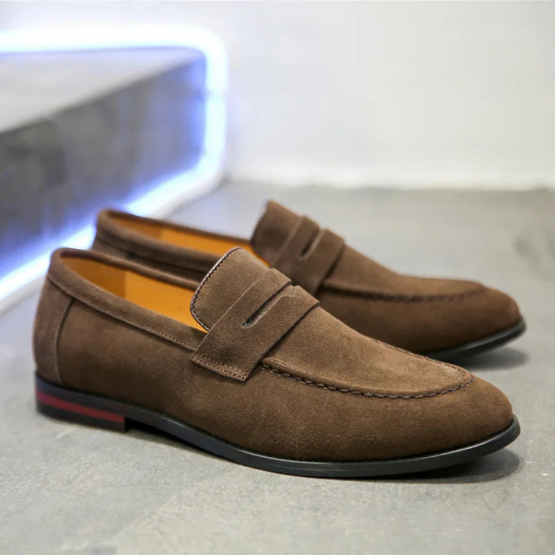 Fashion Men's Casual Shoes Suede Genuine Leather Mens Slip-on Light Comfortable Driving Loafers Moccasins Men Party Wedding Flat