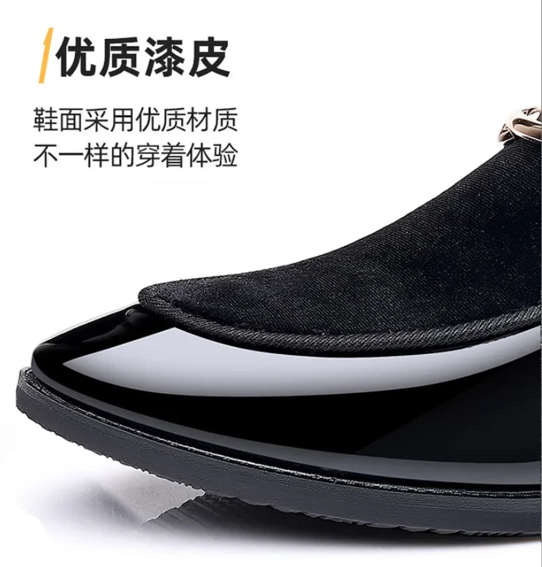 Shoes for Men Party Luxury Patent Shoe for Men Italian Oxfords Shoes Man Slip on Loafers Male Plus Size Point Toe Velvet Shoes