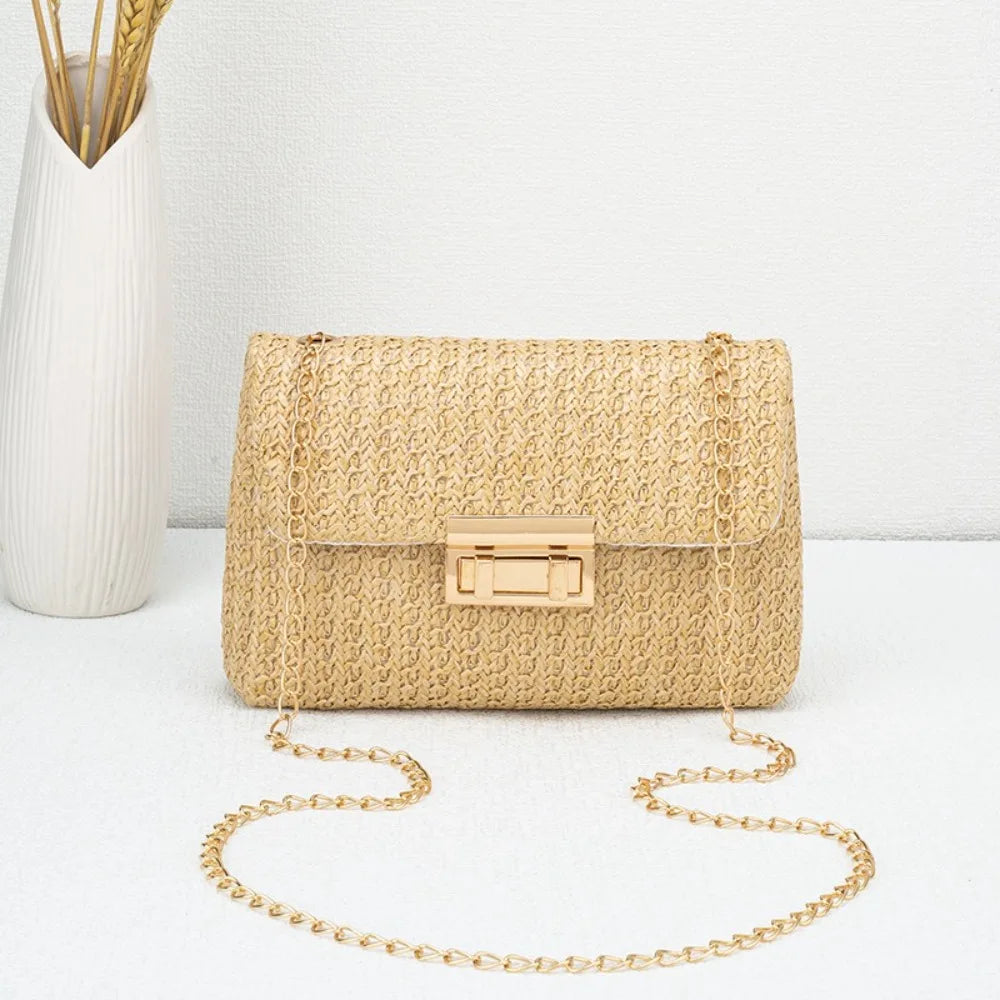Fashion Straw Shoulder Bag Handmade High Capacity Clutch Handbag Woven Beach Bag Women