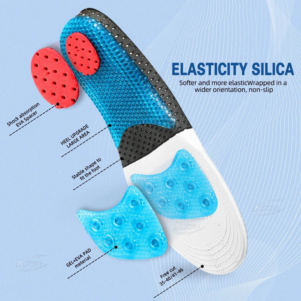 【Xxin】Spring Insole Basketball Sport Insoles for Men Women Silicone Arch Support Shoe Pad Size 35-46