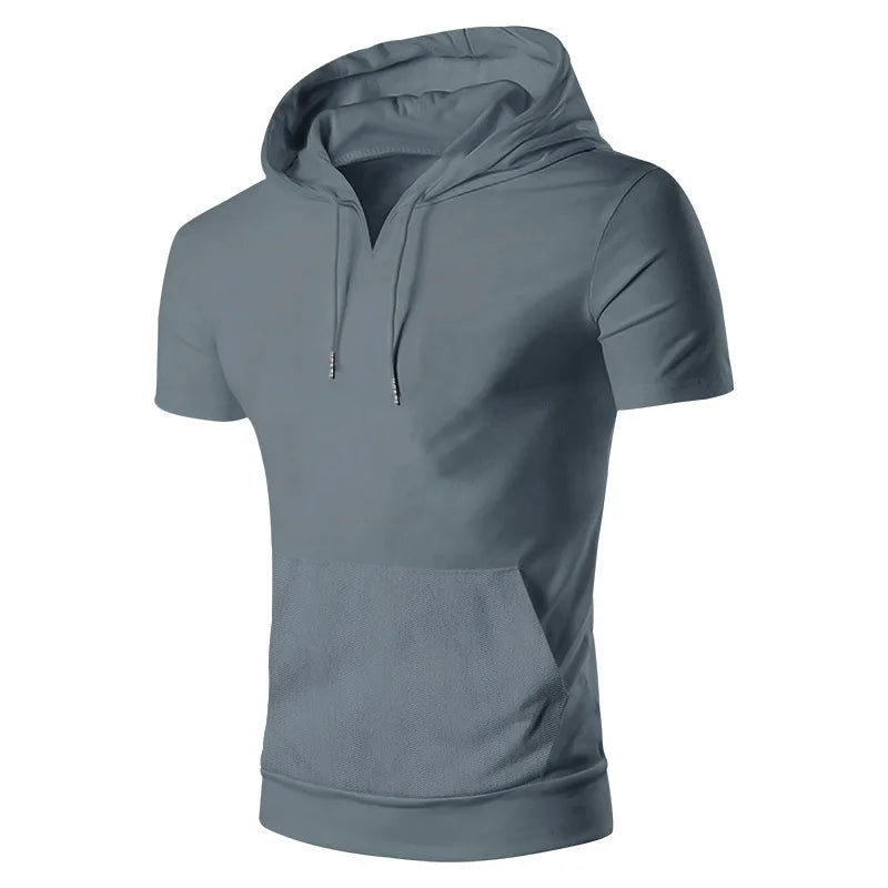 2024 Amazon New Men's Athleisure European and American Hooded Loose Short Sleeves