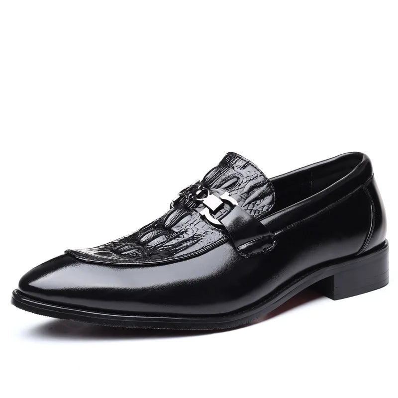 Man Shoes Crocodile Grain Leather Dress Business Office Slip-on Mens Wedding Party Loafers Men's Casual Buckle Flats