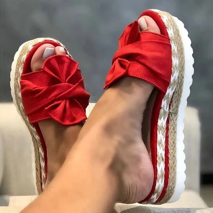 Women Heels Sandals with Wedges Shoes Woman Flower Platform Slippers Summer New Female Sandalias Mujer Elegant Summer Shoes