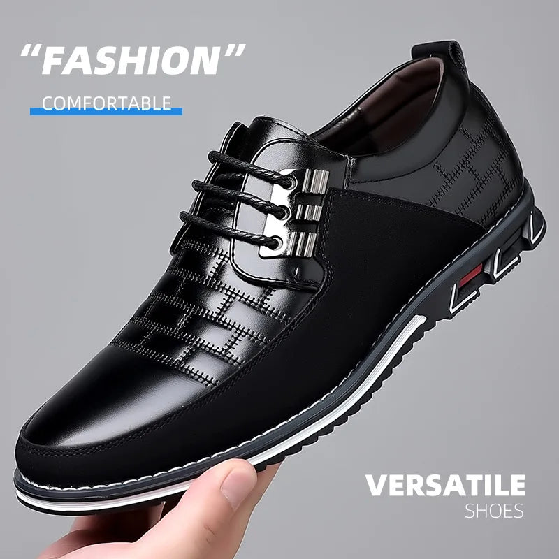 Men Formal Leather Shoes Slip on Soft Loafers Anti Slip Breathable Driving Flats Spring Walking Office Work Shoes