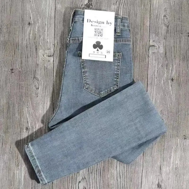 New Women Pants Autumn Elastic Pencil Trousers High Waist Ladies Tight Clothing Slim Fit Casual Skinny Denim Women Jeans PTKPCC