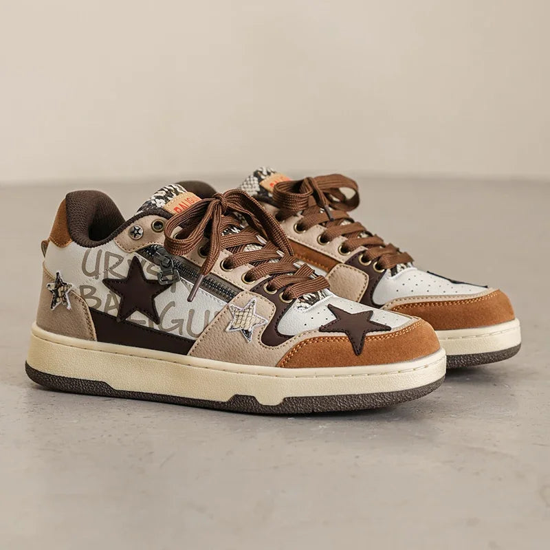 2025 New men's vulcanized casual shoes Lace outdoor men's sneakers Comfortable shoes Breathable modern men's skateboarding shoes