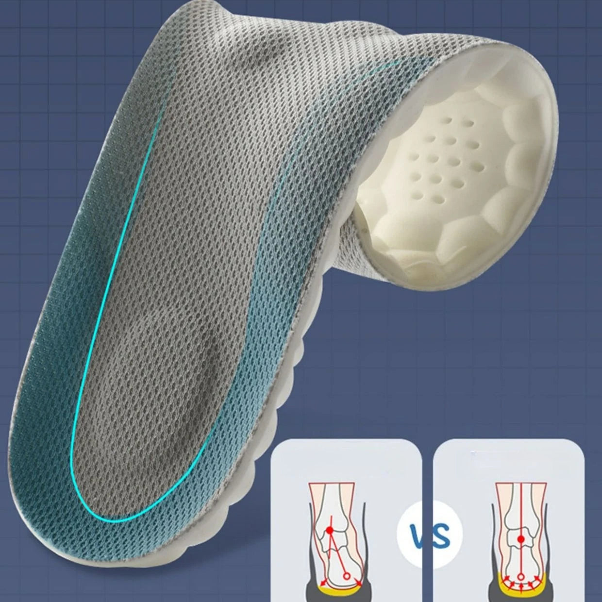 4D Latex Sport Insoles Soft High Elasticity Shoe Pads Breathable Running Basket Shoe Sole Arch Support Orthopedic Inserts Unisex