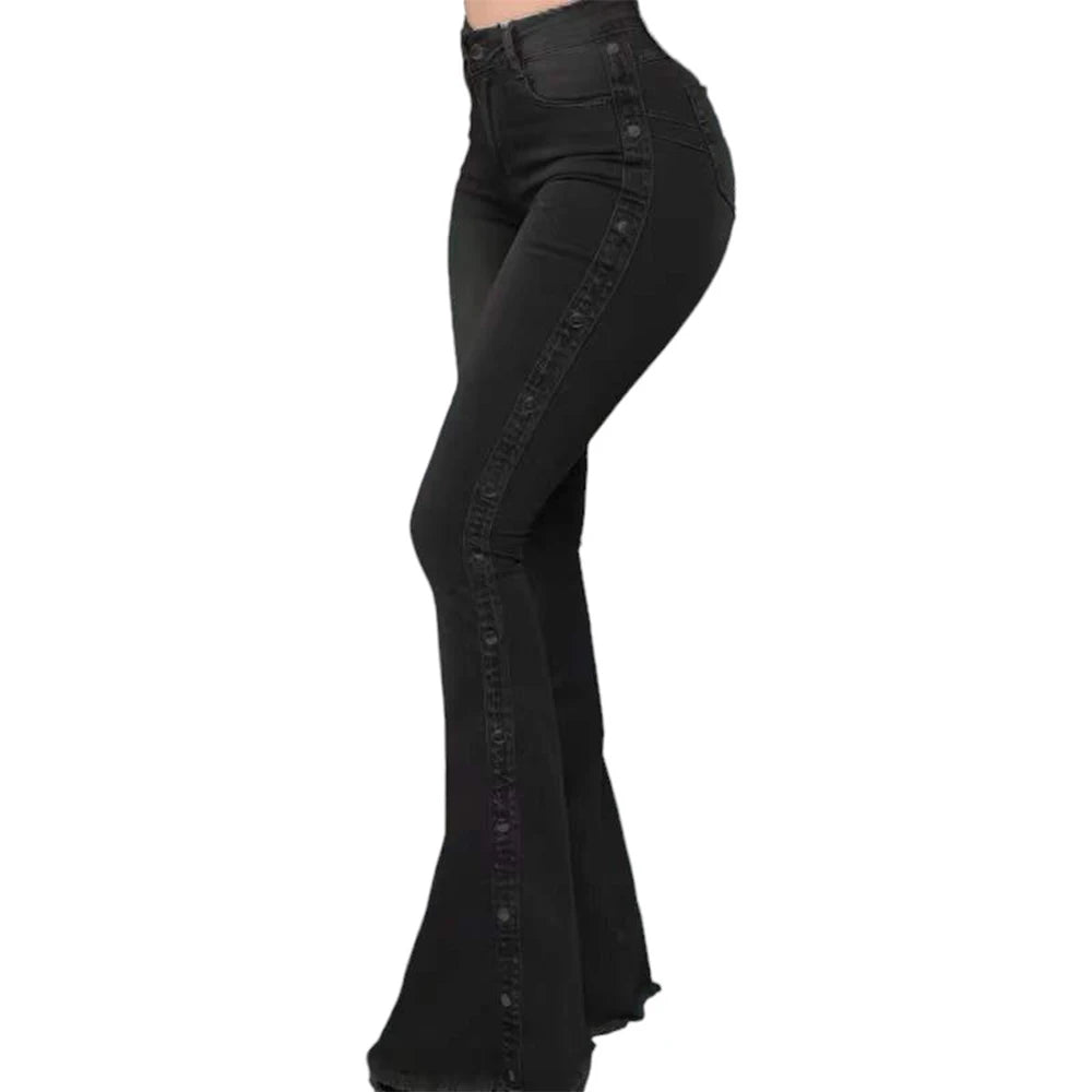 Plus Size Denim Women Pants Large Size Wide Leg Flare High Waist Slim Jeans Female Clothing Oversized High Street Long Trousers